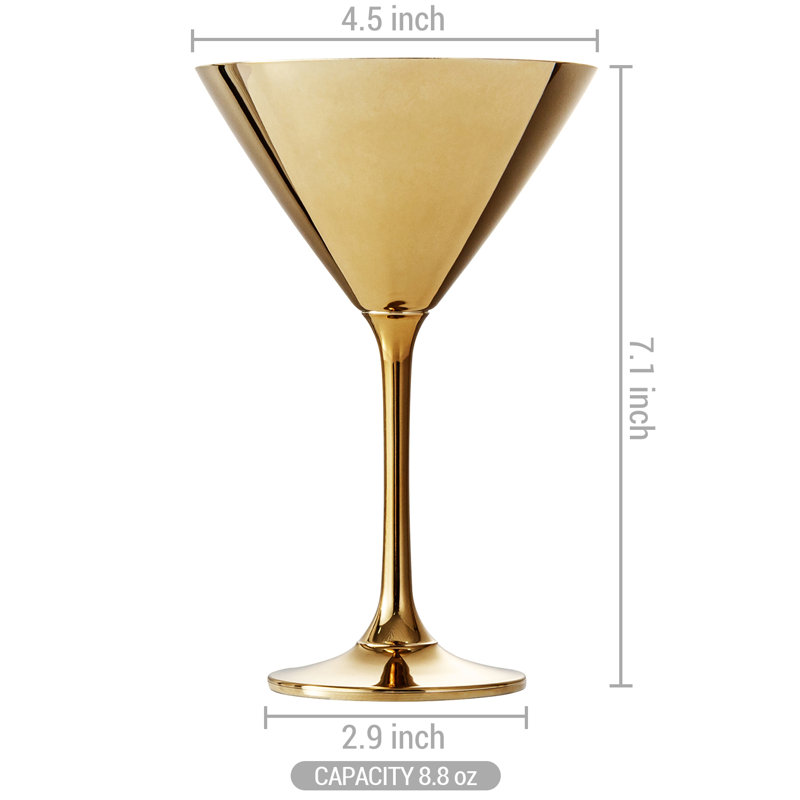 Necessia Set Of 4 Martini/Cocktail/Dessert Glasses, 8oz